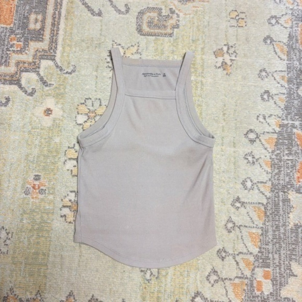 NWT Abercrombie & Fitch Soft Ribbed Tank Top High Neck Grey XS New